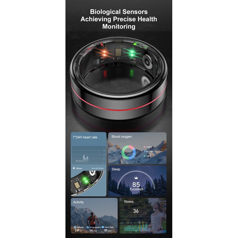 Smart Ring Manufacturer - R04 Health 5ATM Waterproof Heart Rate OEM