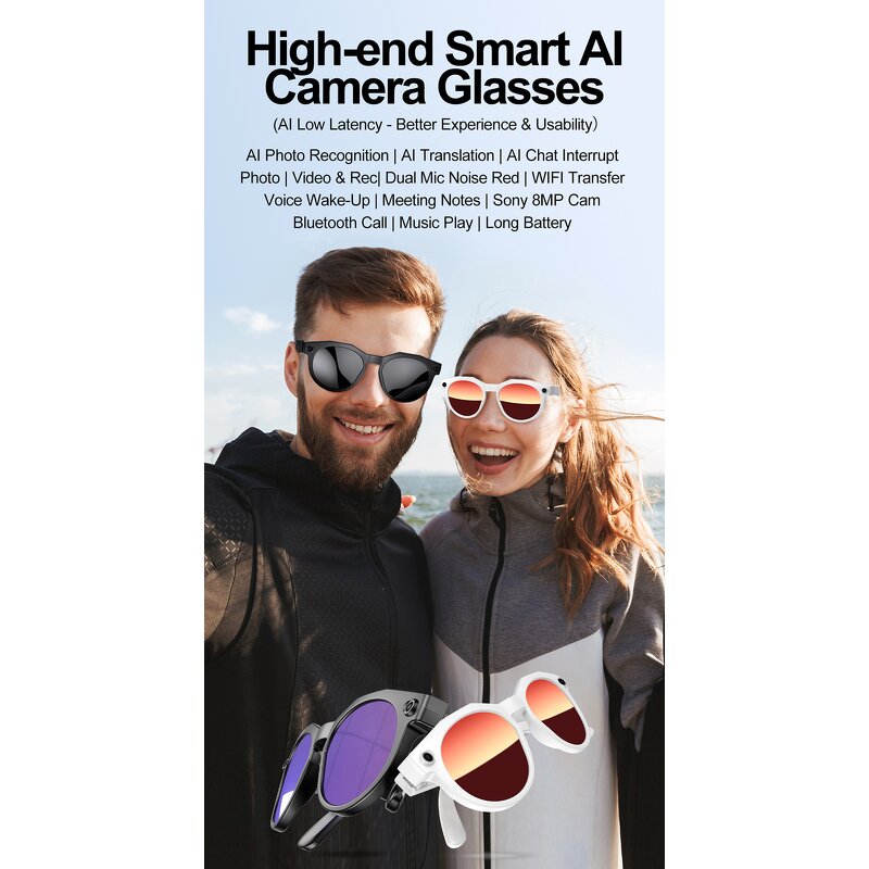 Smart Glasses Manufacturer - OEM/ODM W611 8MP Camera AI Translation IP66