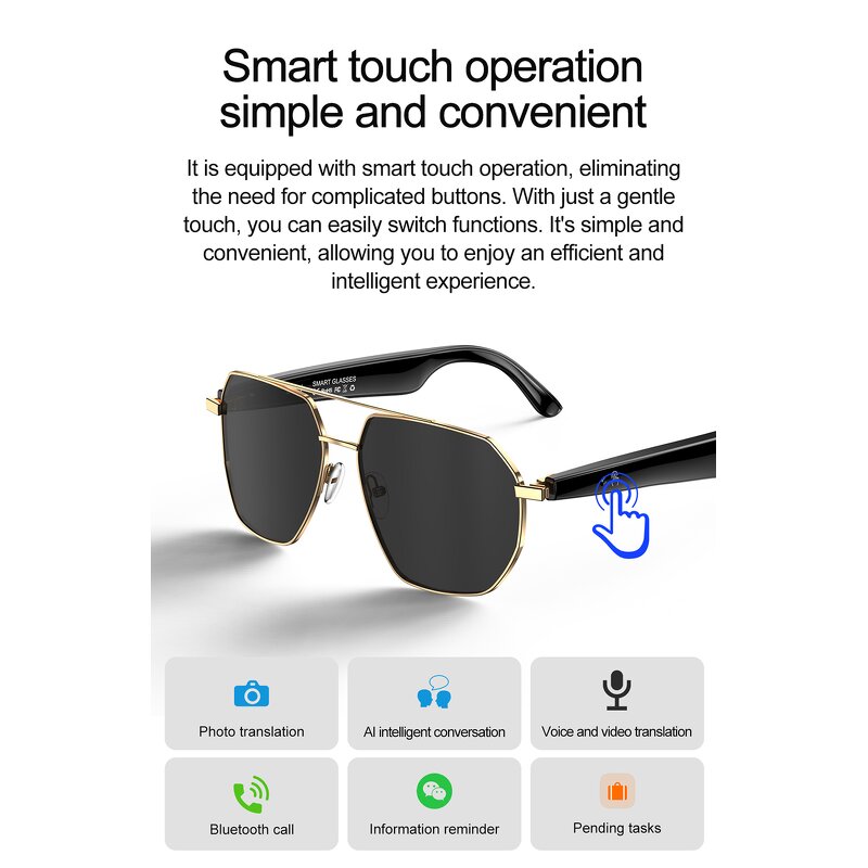 Smart Glasses Manufacturer - W100C AI Hands-Free Calling 163+ Language