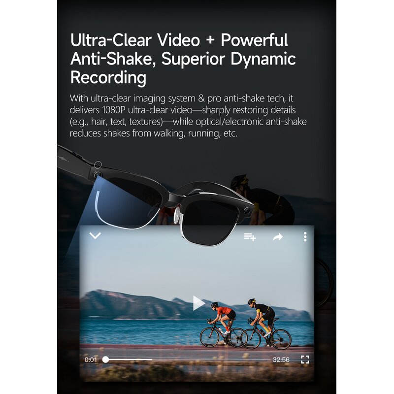 Smart Sunglasses Manufacturer - W630 with 8MP Camera AI Translator IP66