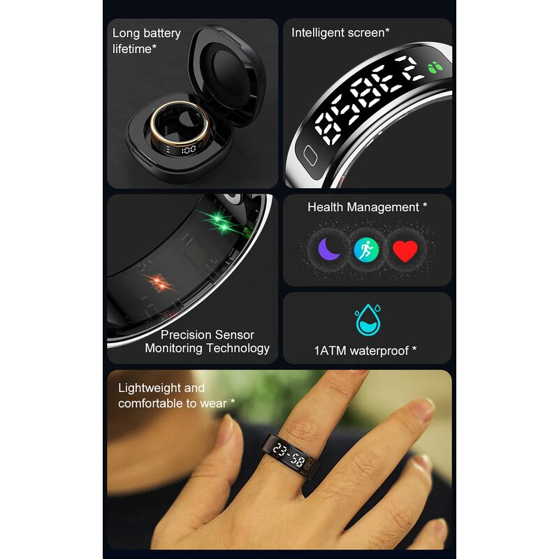 Smart Ring Manufacturer - R11C with Charging Case 1ATM Waterproof Customizable