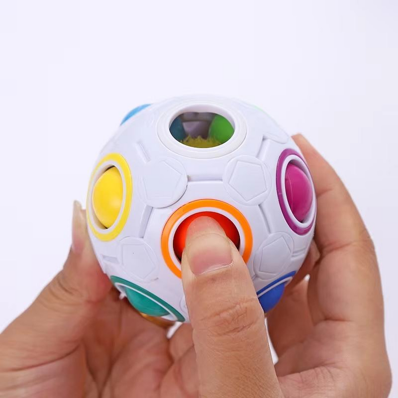 Stress Relief Toy - Manufacturer Magic Rainbow Football 12 Holes Kids Hand Grab Ball