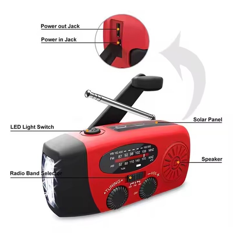 FM Radio - Manufacturer Emergency Hand Crank Solar AM FM Light Rechargeable