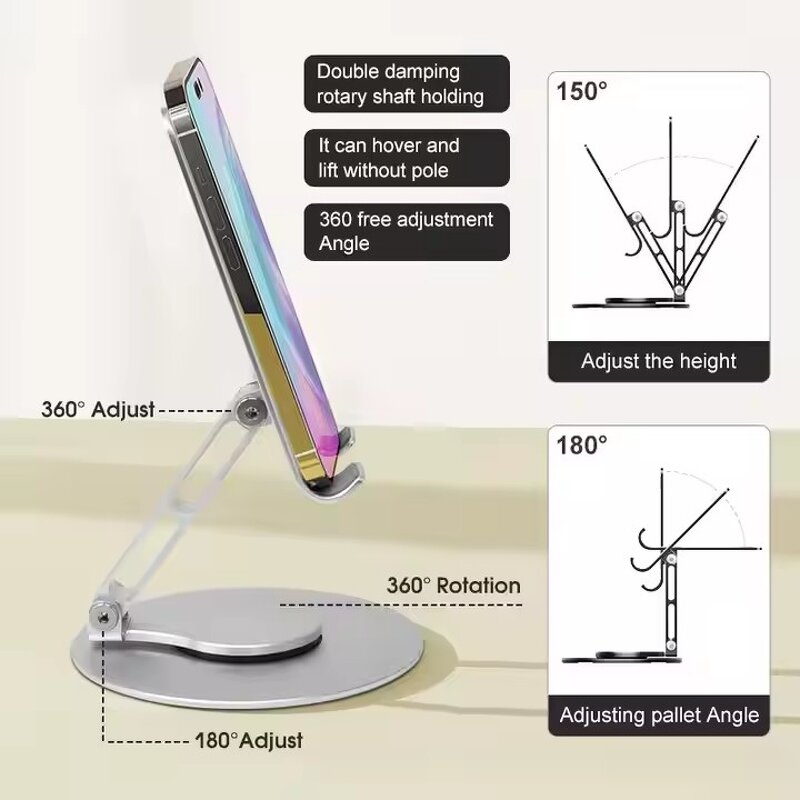 Phone Stand - Manufacturer 360 Folding Aluminum Ergonomic Adjustable Desktop