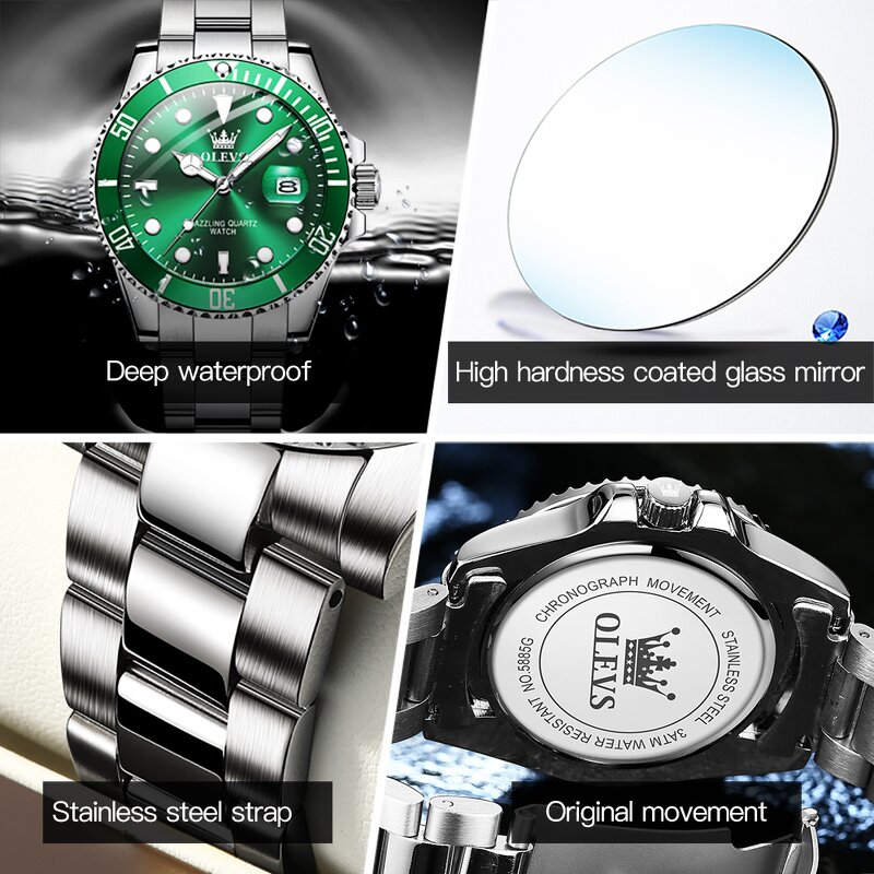 Quartz Watch - Manufacturer OLEVS 5885 Luxury Stainless Steel HD Luminous Men