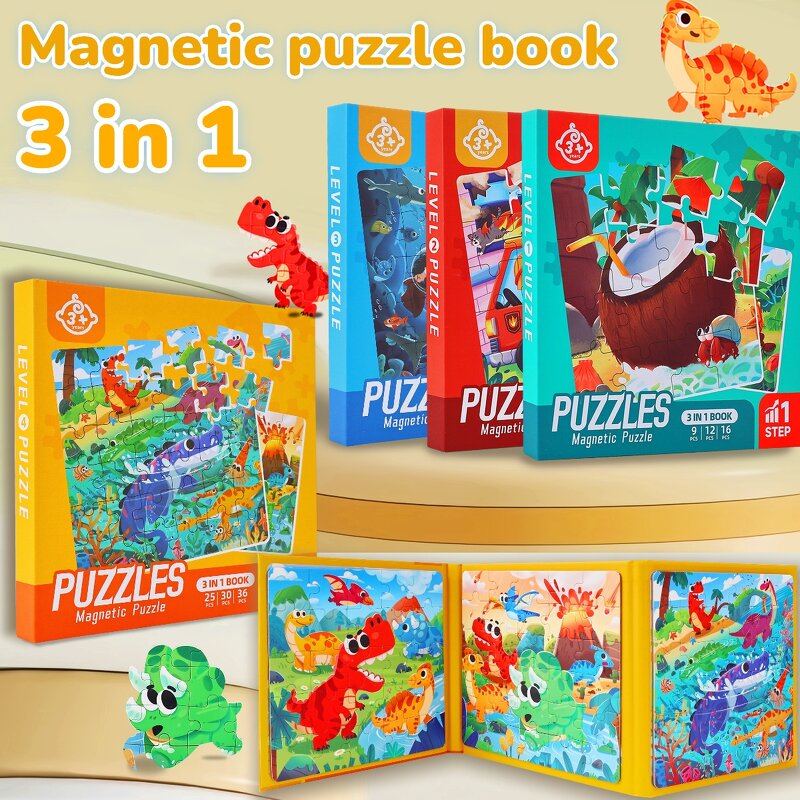 Puzzle Book - Manufacturer 3 in 1 Toddler Travel Cartoon Educational Jigsaw Toy