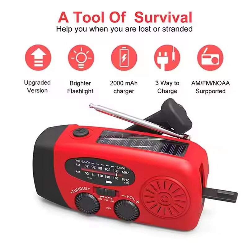 FM Radio - Manufacturer Emergency Hand Crank Solar AM FM Light Rechargeable