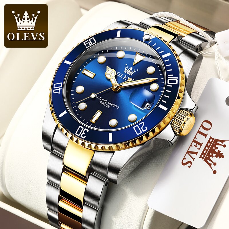 Quartz Watch - Manufacturer OLEVS 5885 Luxury Stainless Steel Waterproof Luminous Men