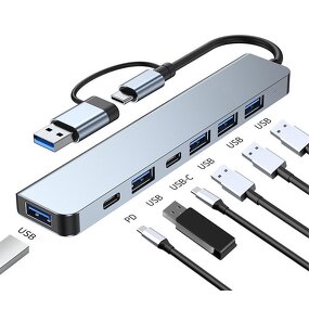 USB C Hub - Manufacturer 7 in 1 Splitter USB3.0 Adapter Macbook Pro Laptop