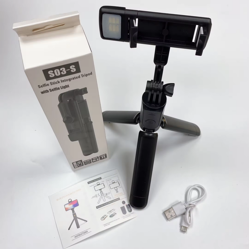 Selfie Stick - Manufacturer S03-S Handheld Tripod 360 Flexible Live Broadcast Light