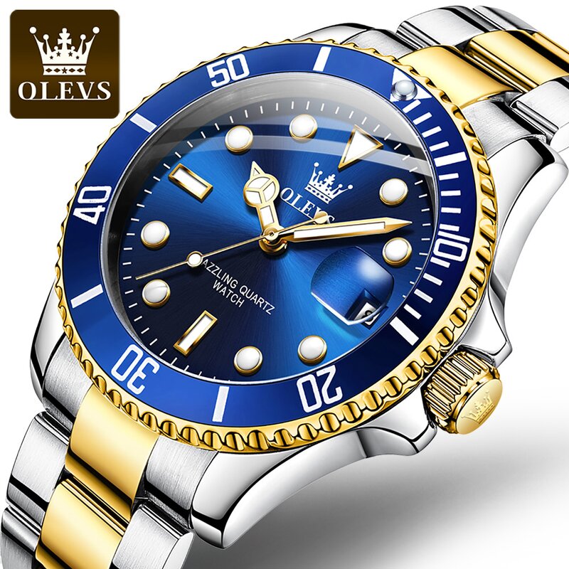 Quartz Watch - Manufacturer OLEVS 5885 Luxury Stainless Steel Waterproof Luminous Men