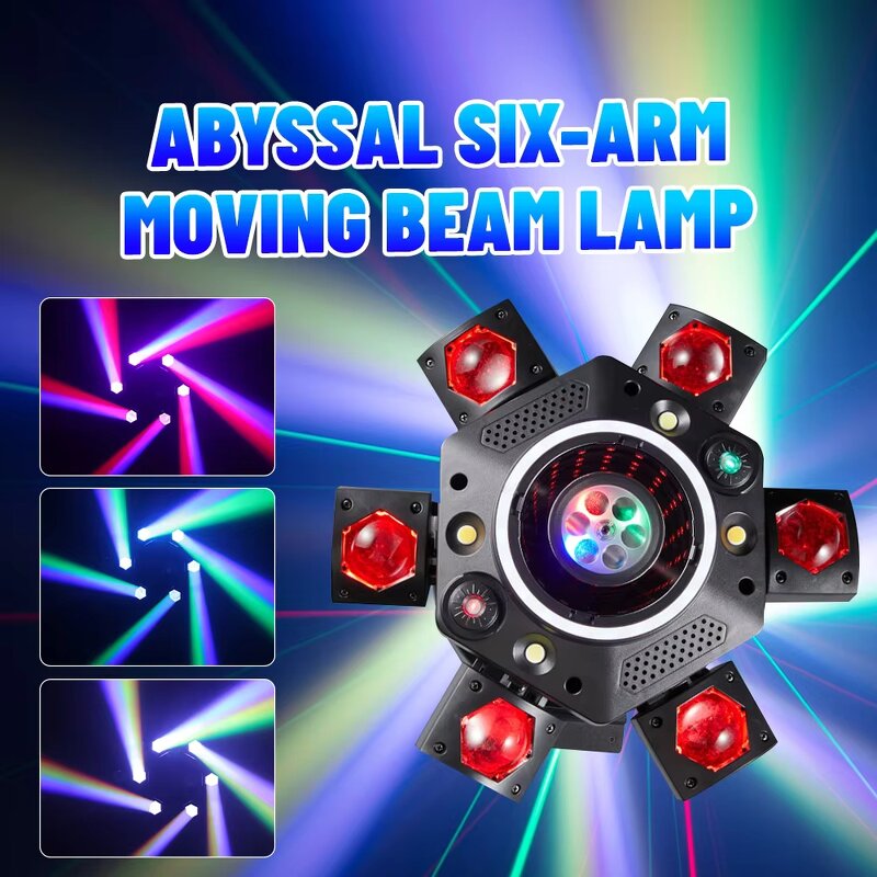 Stage Light - Manufacturer 120W Six-Arm LED Zoom DMX RGBWA IP33 Chrome DJ Disco