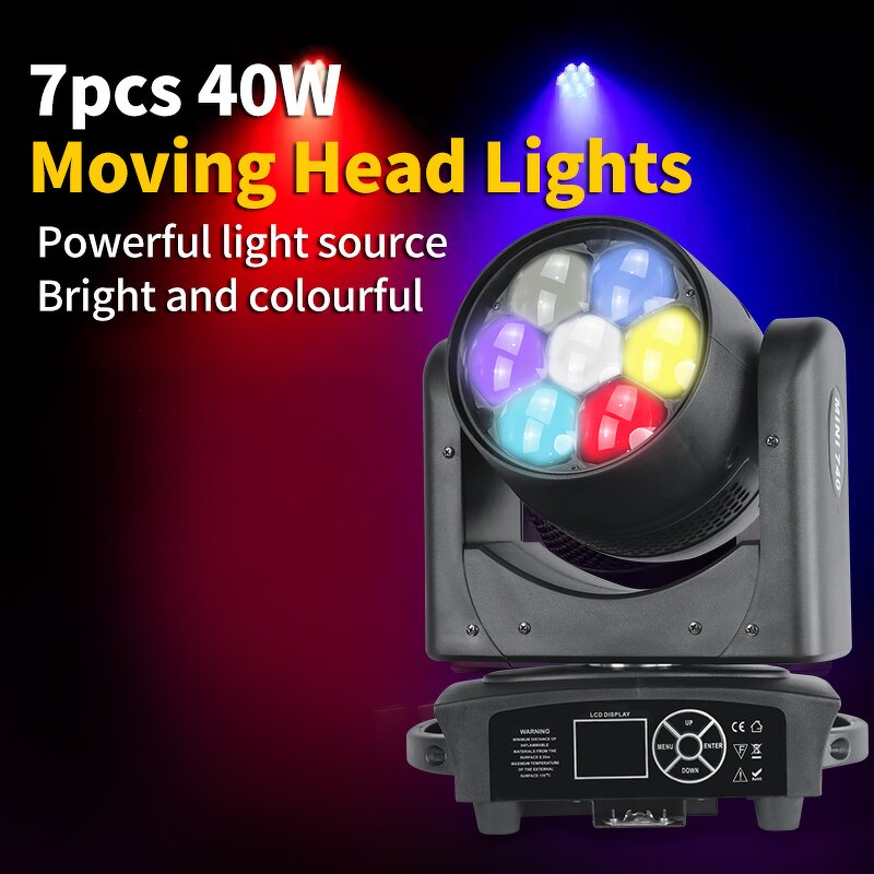 Moving Head Light - Manufacturer Mini Eye 7x40w RGBW 4in1 DMX Zoom LED Wash Party Club