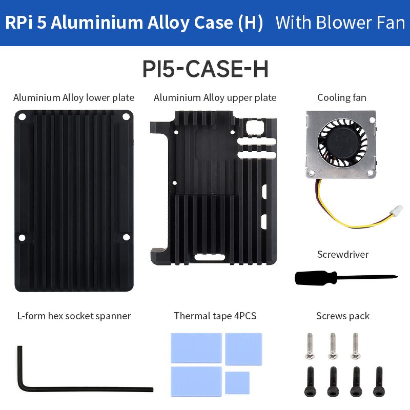 Aluminum Case - Manufacturer Raspberry Pi 5 Metal Shell Heatsink Temperature Controlled Fan