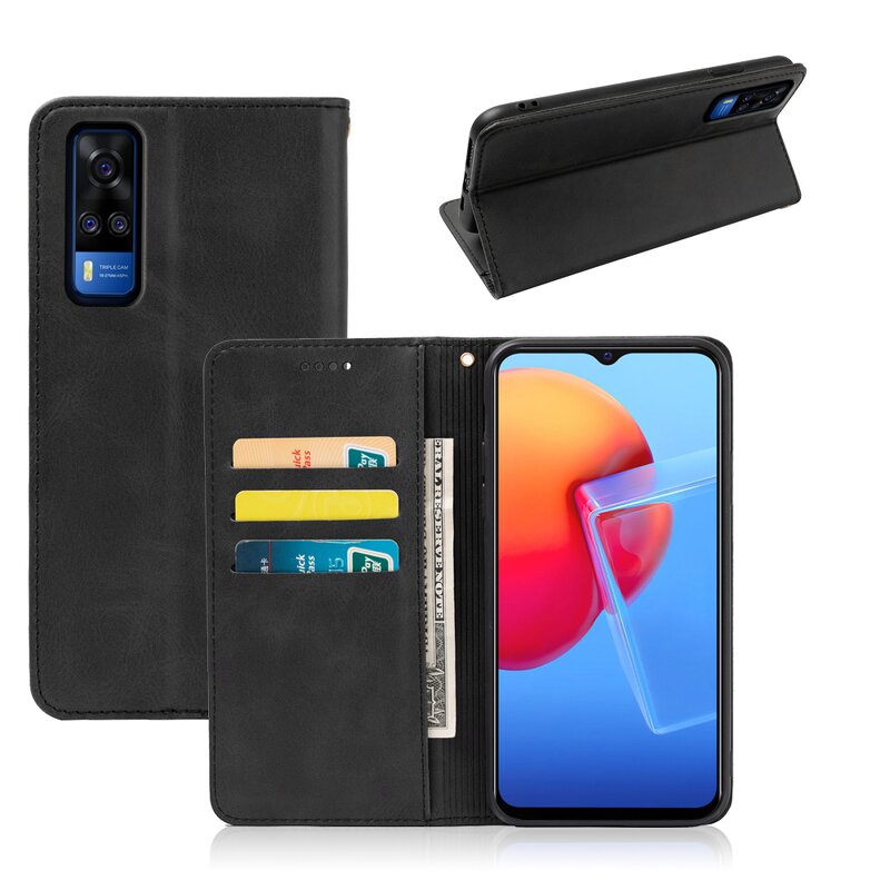 Phone Case - Manufacturer VIVO Y51 2020 India Wallet Case Calfskin PU Magnetic Fast