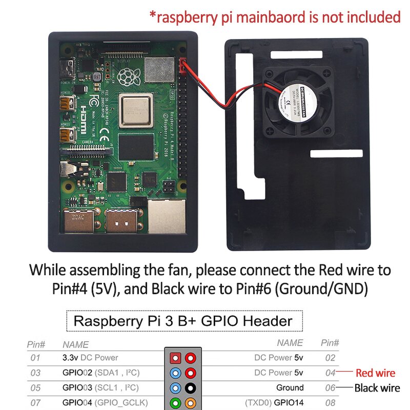 ABS Case - Manufacturer Raspberry Pi 3B/3B+ Plastic Shell 5V Fan 3.5" Touchscreen