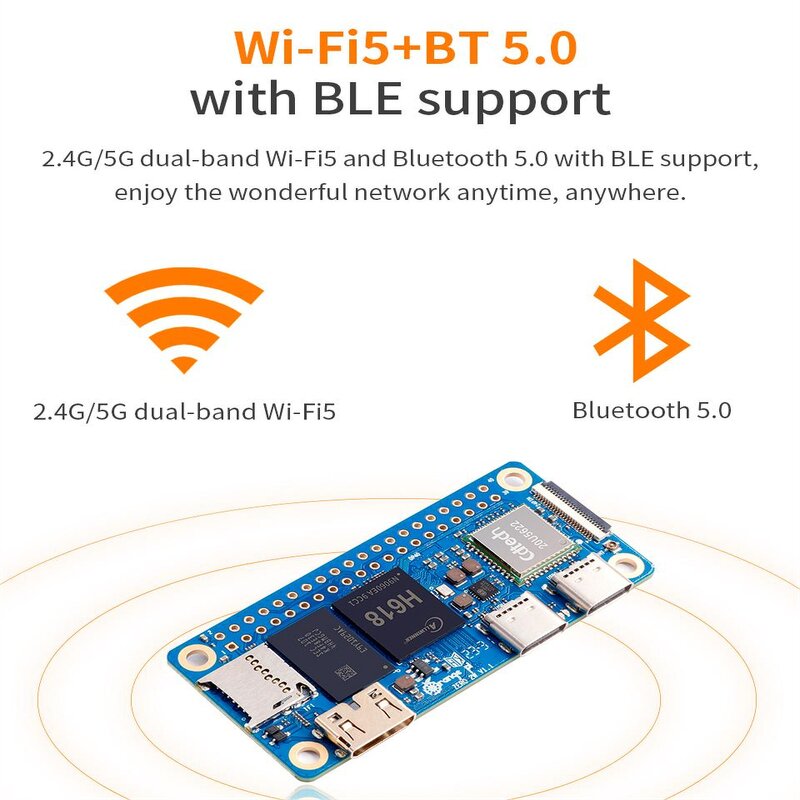 Development Board - Manufacturer Orange Pi Zero 2W 1/1.5/2/4GB H618 WiFi BT BLE SBC