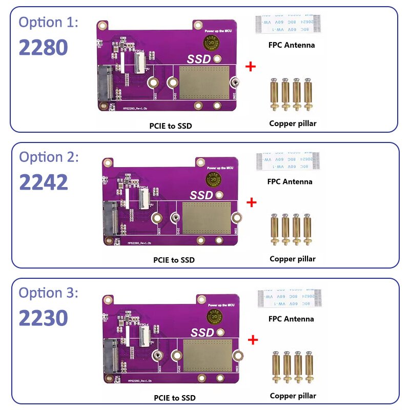 Adapter - Manufacturer Raspberry Pi 5 PCIe M.2 NVMe Gen2/3 2230/2242/2280 Expansion
