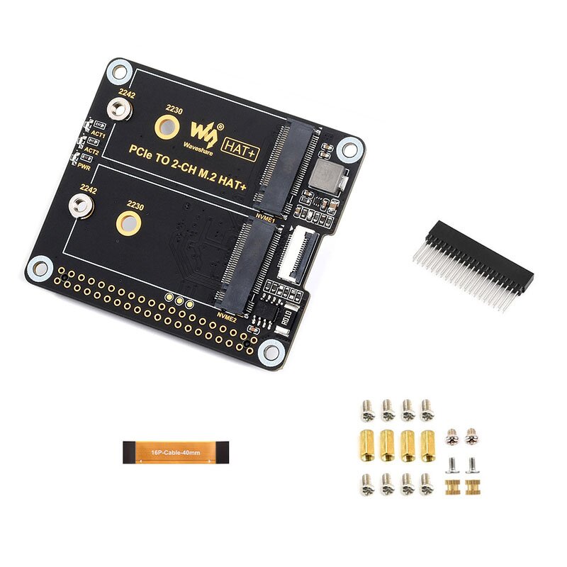 Adapter - Manufacturer Raspberry Pi 5 PCIe to 2-ch M.2 2230/2242 NVMe Expansion Board