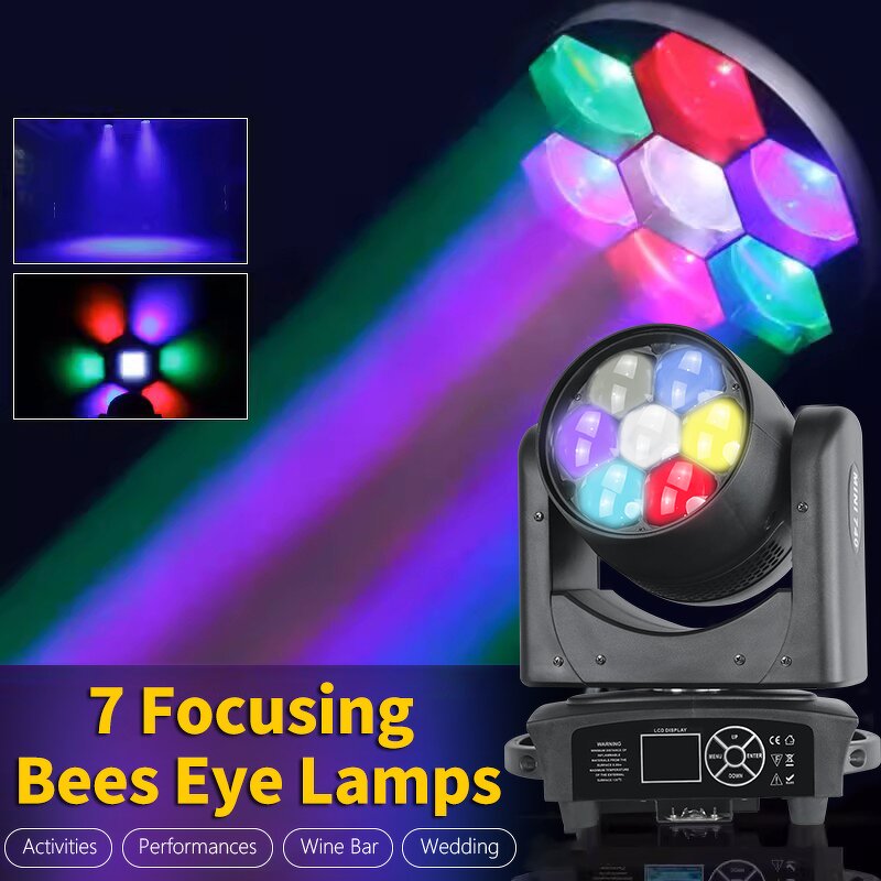 Moving Head Light - Manufacturer Mini Eye 7x40w RGBW 4in1 DMX Zoom LED Wash Party Club