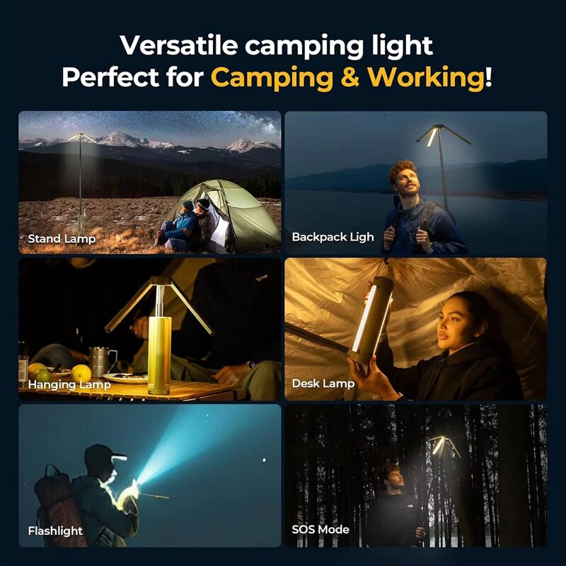Camping Light - Manufacturer 15600mAh Telescopic ABS Waterproof Cordless Flashlight Tent
