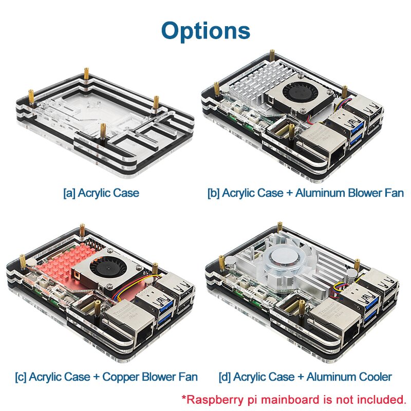 Protection Shell - Manufacturer Raspberry Pi 5 5-Layer Acrylic Case Aluminum/Copper Cooler