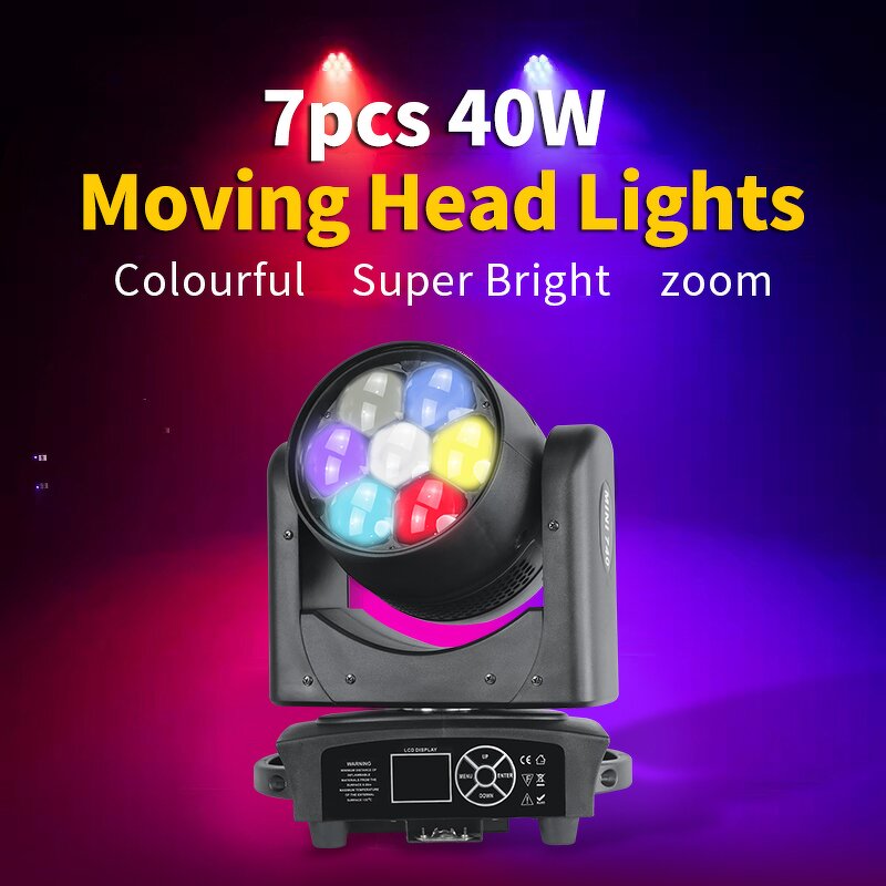 Moving Head Light - Manufacturer Mini Eye 7x40w RGBW 4in1 DMX Zoom LED Wash Party Club