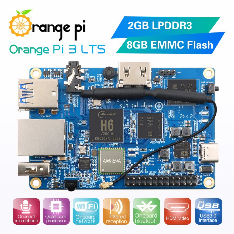 Development Board - Manufacturer Orange Pi 3 LTS 2GB LPDDR3 8GB EMMC Android 7.0