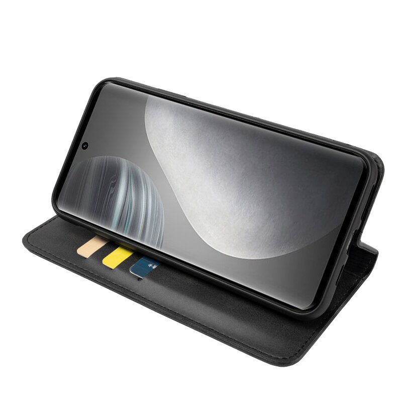 Phone Case - Manufacturer Vivo X60 Pro Waterproof Calfskin Solid Color Magnetic Wallet