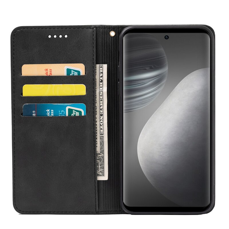 Phone Case - Manufacturer VIVO X60 Pro Plus Calfskin Designer Magnetic Wallet Wholesale