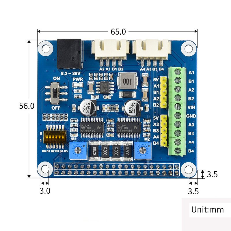 Stepper Motor HAT - Manufacturer Raspberry Pi DRV8825/HR8825 1/32 4B/3B+/Zero 2W