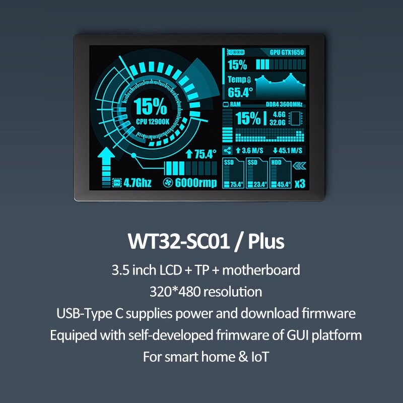 Touch LCD - Manufacturer WT32-SC01 Plus Esp32 3.5" 320X480 WiFi-BT Smart Home