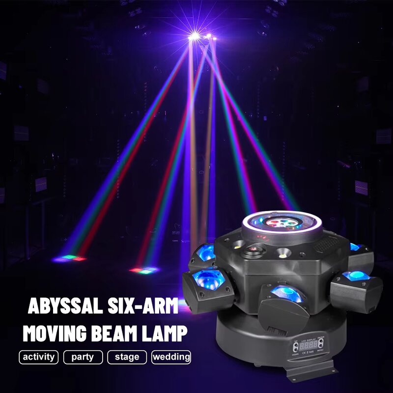 Stage Light - Manufacturer 120W Six-Arm LED Zoom DMX RGBWA IP33 Chrome DJ Disco