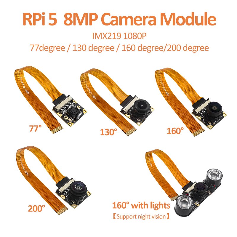 Camera Module - Manufacturer Raspberry Pi 5 8MP IMX219 1080P CSI 77/130/160/200°