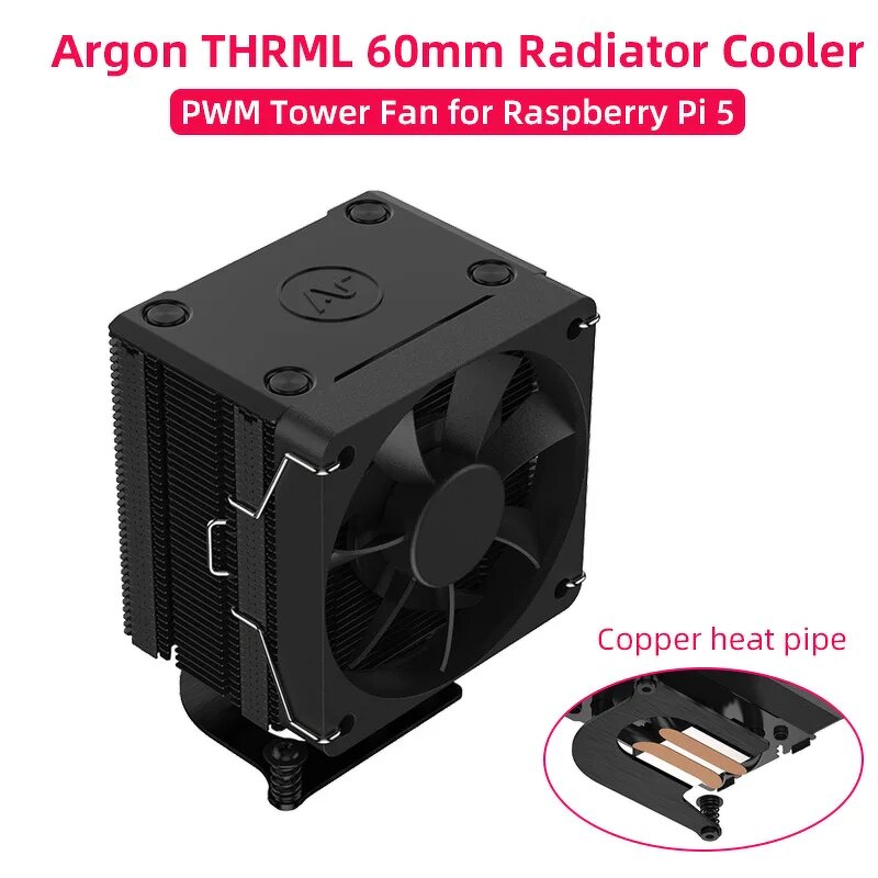 Cooler - Manufacturer Raspberry Pi 5 Argon THRML 60mm Copper Heat Pipe PWM Ice Tower