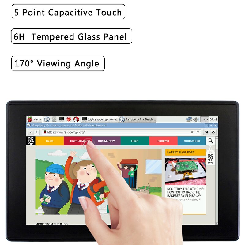 LCD Screen - Manufacturer Raspberry Pi 7" 1024x600 IPS Capacitive Touch OSD Orange Pi