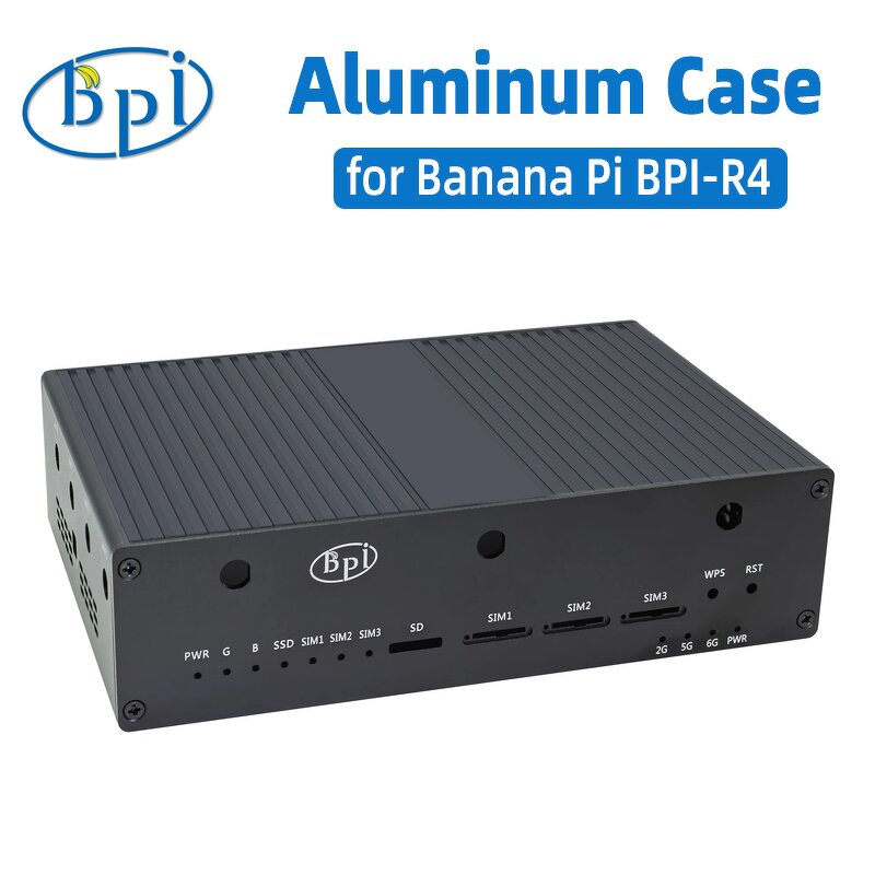 Aluminum Case - Manufacturer Banana Pi BPI-R4 Metal Shell Optional Fan Development Board