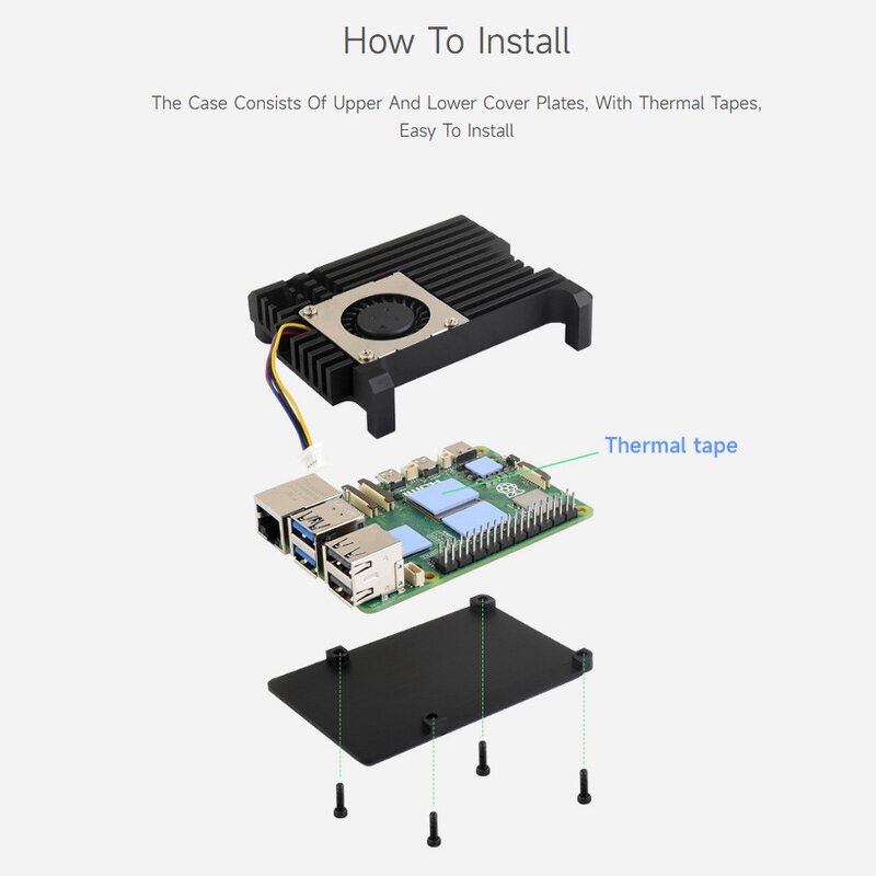 Aluminum Case - Manufacturer Raspberry Pi 5 Metal Shell Heatsink Temperature Controlled Fan
