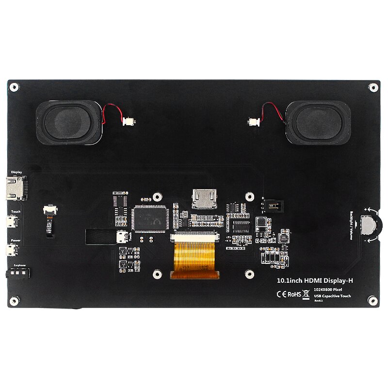 LCD Screen - Manufacturer 10.1" IPS 1024x600 Capacitive Touch Speakers Pi 5/4/3