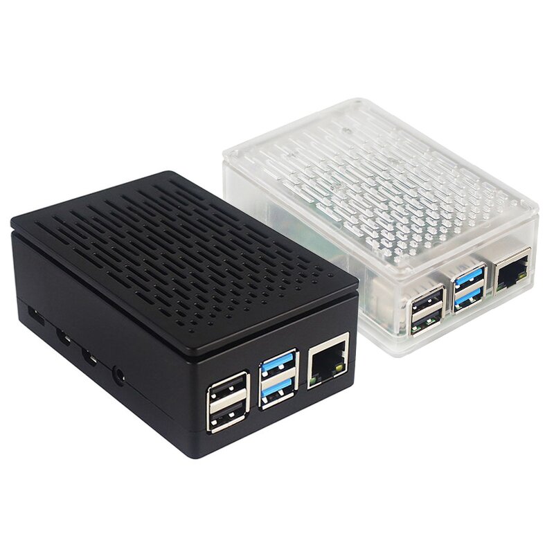 ABS Case - Manufacturer Raspberry Pi 4B Black Plastic 3.5" Screen LCD Fan Support