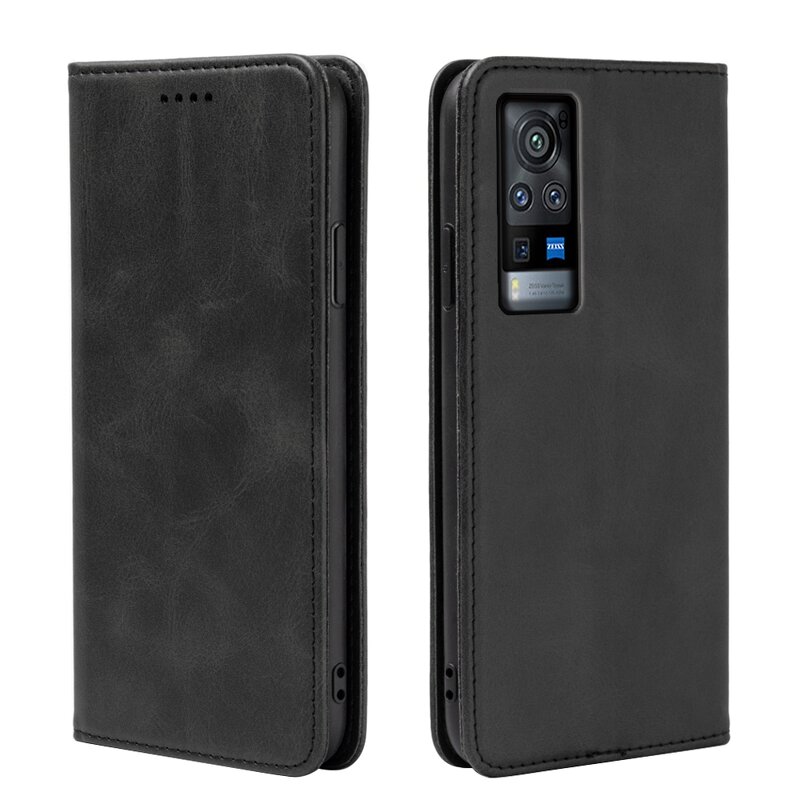 Phone Case - Manufacturer Vivo X60 Pro Waterproof Calfskin Solid Color Magnetic Wallet