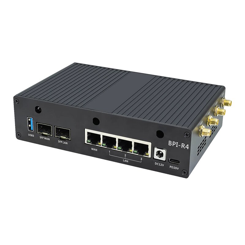 Aluminum Case - Manufacturer Banana Pi BPI-R4 Metal Shell Optional Fan Development Board