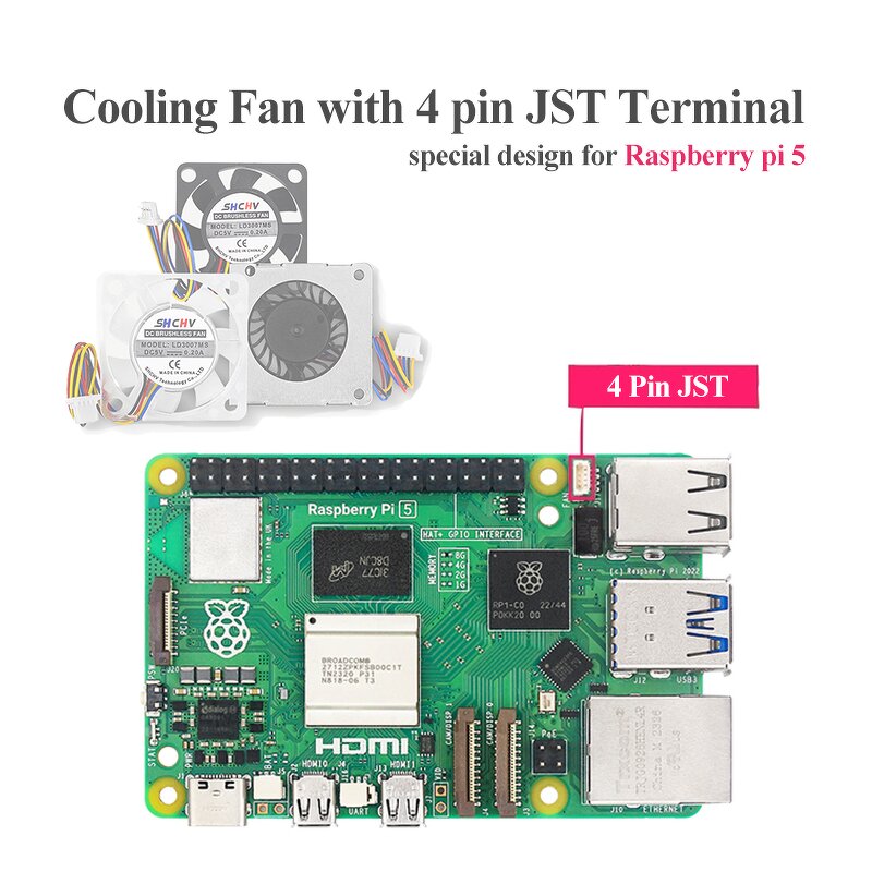 Cooling Fan - Manufacturer Raspberry Pi 5 3007 4Pin JST PWM DC BLDC Black/Transparent