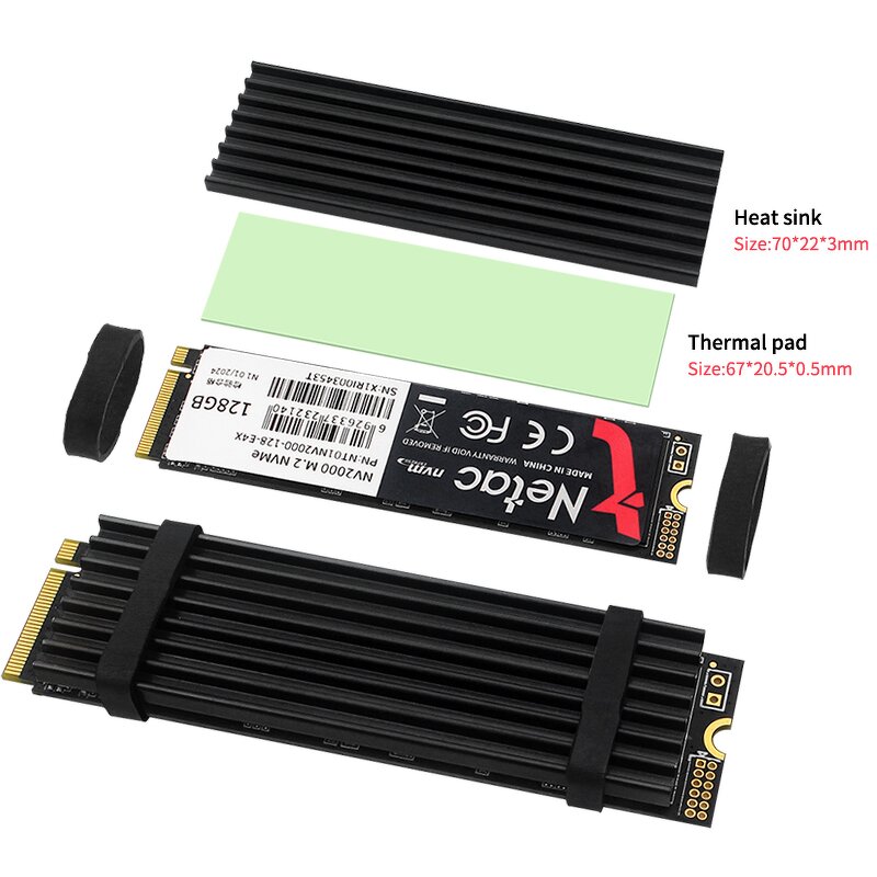 SSD Heatsink - Manufacturer M.2 Aluminum Radiator Silicone Pad NVME NGFF 2280 Pi 5