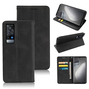 Phone Case - Manufacturer Vivo X60 Pro Waterproof Calfskin Solid Color Magnetic Wallet