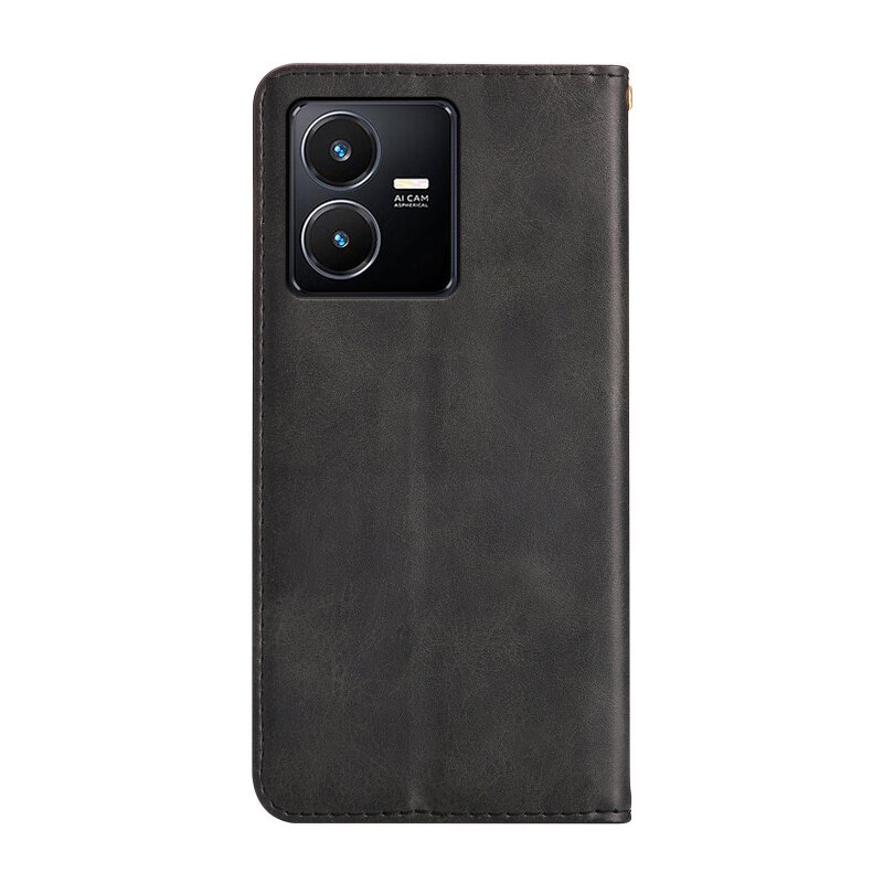 Phone Case - Manufacturer Vivo Y22s Calfskin Wallet Magnetic Solid Color Model Max