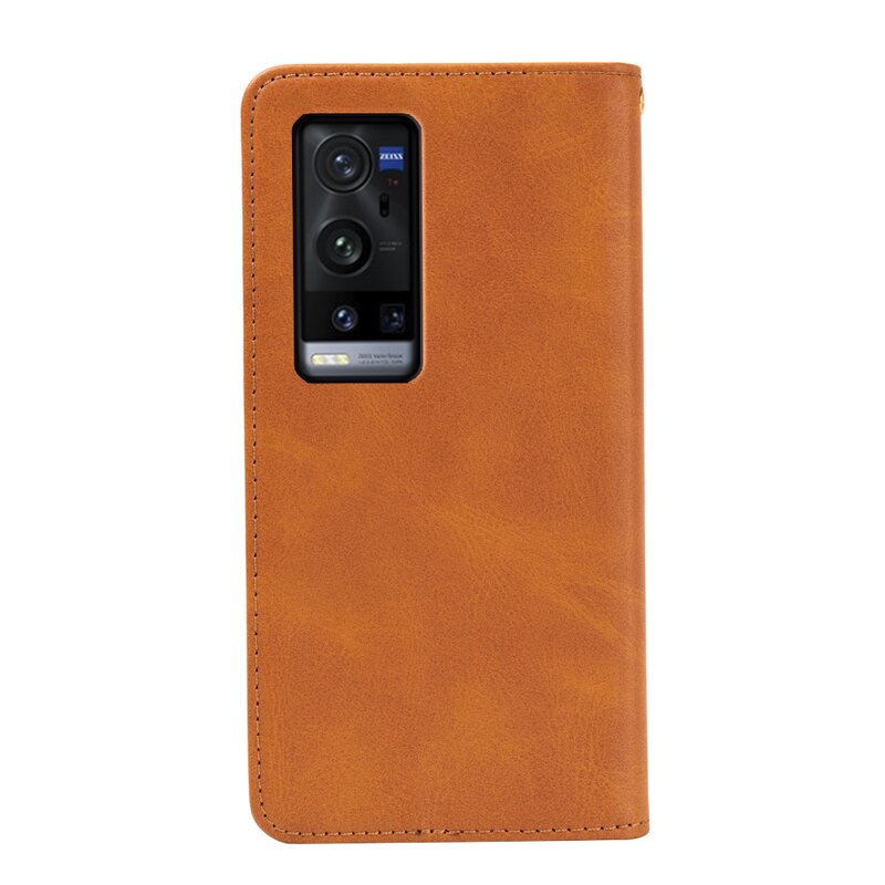 Phone Case - Manufacturer Vivo X60 Pro Plus Waterproof Calfskin Solid Color Magnetic