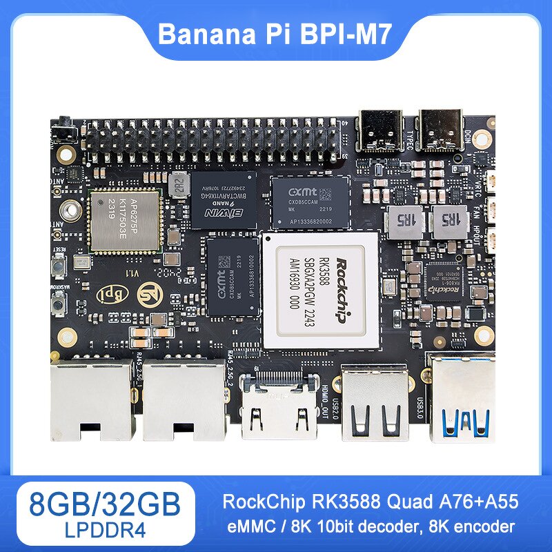Development Board - Manufacturer Banana Pi BPI-M7 RK3588 8/16/32GB LPDDR4 64/128G eMMC