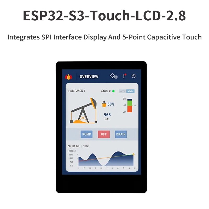 Development Board - Manufacturer 2.8" ESP32-S3 5-Point Touch 240x320 IPS LX7 Dual-Core