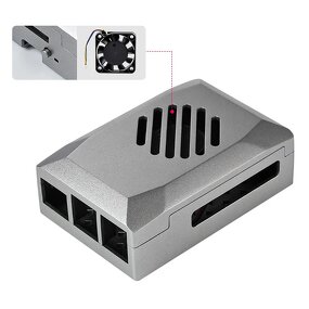 ABS Case - Manufacturer Raspberry Pi 5 Silvery PWM Fan Power Button Protective Shell
